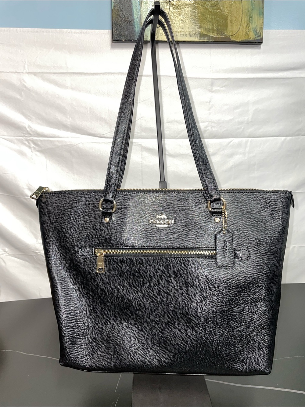 COACH BLACK LEATHER GALLERY TOTE FTL-08-229